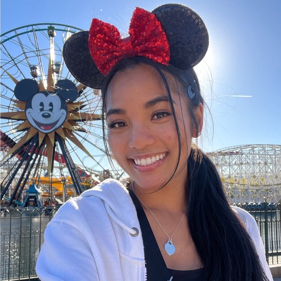 💎2/$22~Disney Inspired Red/Black Sequin Minnie Mouse Ears Stretch Headband~OS - Picture 8 of 14